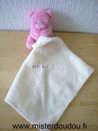 Doudou Ours Baby nat Rose mouchoir écru babynat 