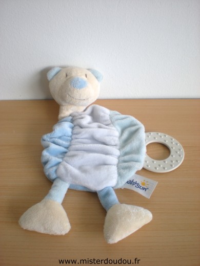 Doudou Ours Baby sun Bleu avec anneau dentaire 