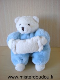 Doudou Ours Cmp Bleu coussin écru 