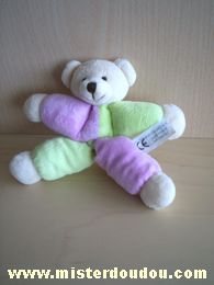 Doudou Ours Cmp Rose vert écru 