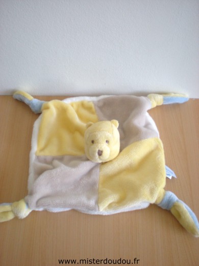 Doudou Ours Disney Jaune beige dessus, blanc dessous 