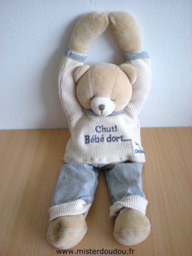 Doudou Ours Doudou et compagnie Beige gris 