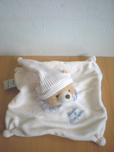 Doudou Ours Doudou et compagnie Blanc bleu 