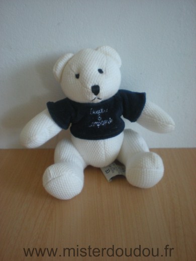 Doudou Ours Doudou et compagnie Blanc bleu 