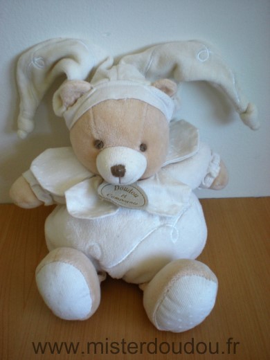 Doudou Ours Doudou et compagnie Blanc ecru beige 