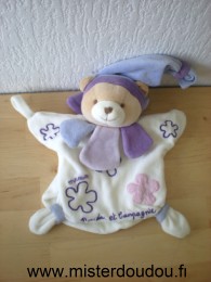 Doudou Ours Doudou et compagnie Blanc violet  maman 