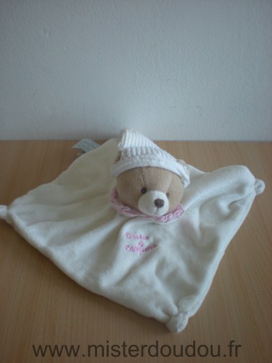 Doudou Ours Doudou et compagnie Ecru rose 