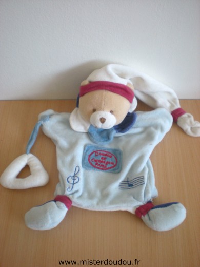 Doudou Ours Doudou et compagnie Hugo musicien bleu 