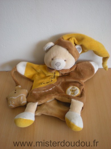 Doudou Ours Doudou et compagnie Ours avec pain d epice jaune marron 