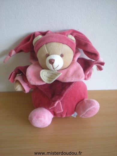 Doudou Ours Doudou et compagnie Rose bordeau 