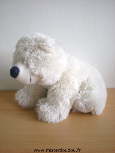 Doudou Ours Gipsy Blanc nez bleu 