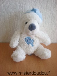 Doudou Ours Gipsy Blanc poisson bleu 