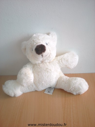 Doudou Ours Histoire d ours Blanc Billes noires pour les yeux