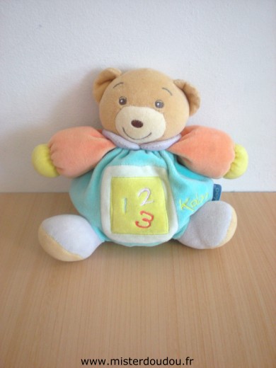 Doudou Ours Kaloo 123 kaloo bleu orange vert 