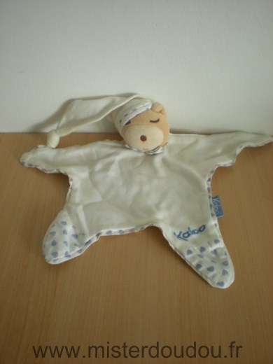 Doudou Ours Kaloo Blanc coeurs bleus 