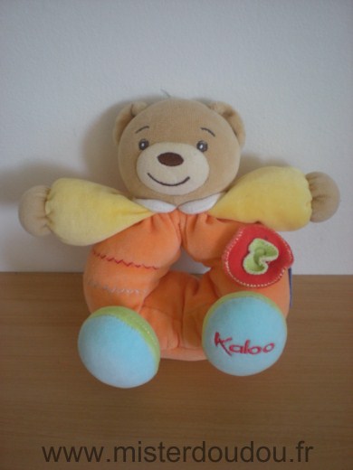 Doudou Ours Kaloo Orange jaune bleu 