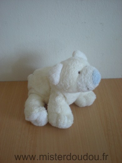 Doudou Ours Kiabi baby Blanc nez bleu 