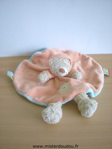 Doudou Ours Kiabi baby Orange bleu 