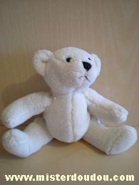 Doudou Ours - Marque non connue - Blanc Billes noires pour les yeux et nez cousu noir