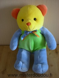 Doudou Ours - Marque non connue - Bleu vert jaune orange 