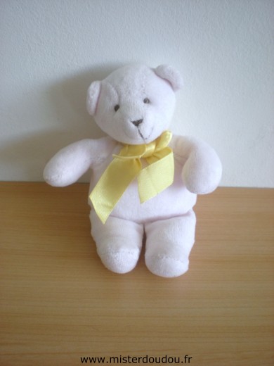 Doudou Ours - Marque non connue - Rose clair ruban jaune Mini doudou