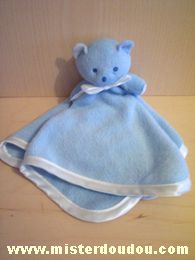 Doudou Ours Mustela Bleu liseret blanc 