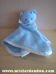 Doudou Ours Mustela Bleu liseret blanc 