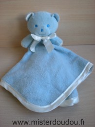 Doudou Ours Mustela Bleu polaire liseret blanc 