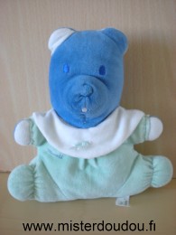 Doudou Ours Mustela Bleu vert 