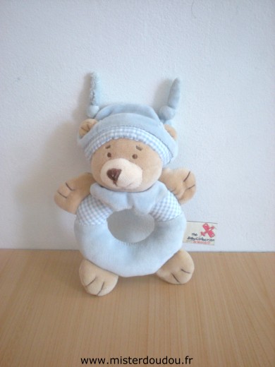 Doudou Ours Nicotoy Beige bleu 