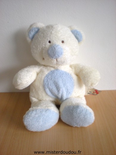 Doudou Ours Nicotoy Blanc bleu 