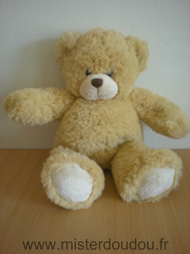 Doudou Ours Nicotoy Peluche douce beige ecru 