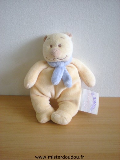 Doudou Ours Noukie s Beige écharpe bleue Mini doudou