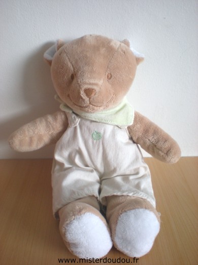 Doudou Ours Noukie s Beige salopette foulard vert 