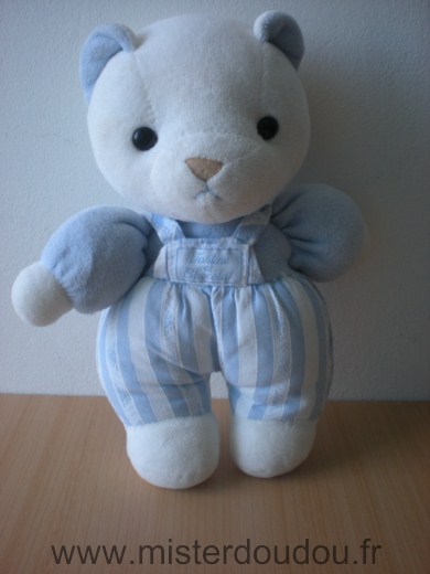 Doudou Ours Tartine et chocolat Bleu blanc 