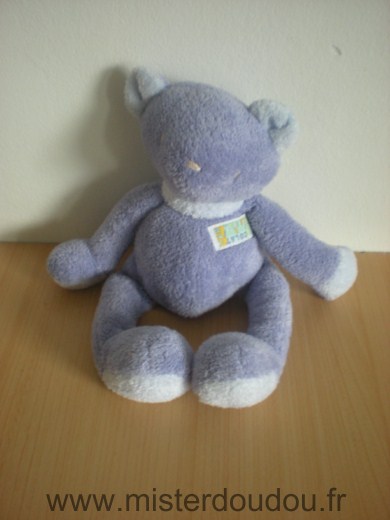 Doudou Ours Tartine et chocolat Mauve bleu clair 