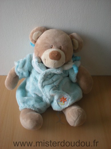 Doudou Ours Tex Beige tenue bleue 