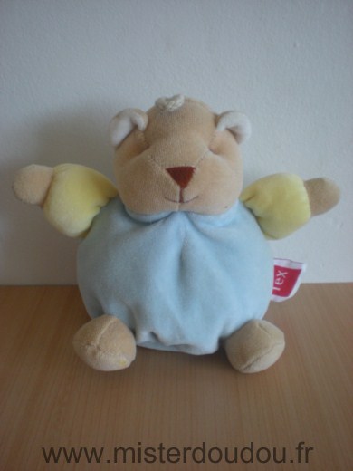 Doudou Ours Tex Bleu jaune 