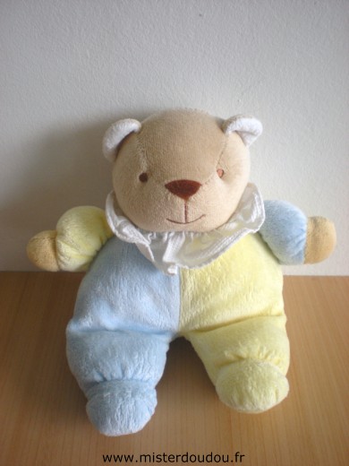 Doudou Ours Tex Jaune bleu 