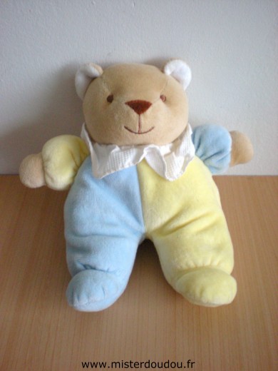 Doudou Ours Tex Jaune bleu 