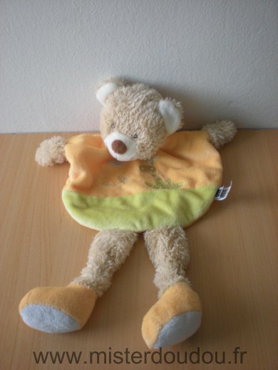 Doudou Ours Tex Jaune vert motif girafe 