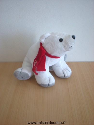 Doudou Ours - marque non connue - Blanc écharpe rouge martphil 