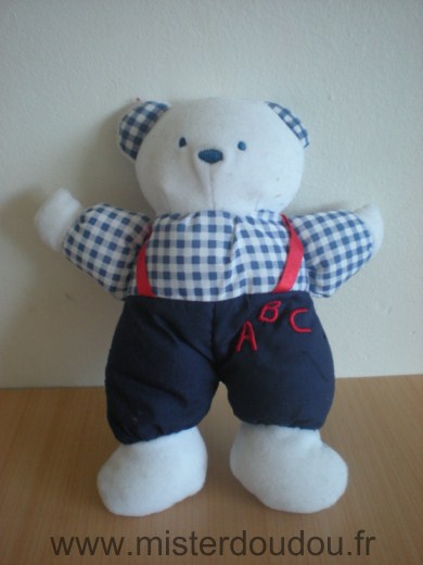 Doudou Ours - marque non connue - Bleu blanc a b c 