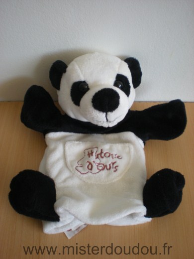 Doudou Panda Histoire d ours Blanc noir 