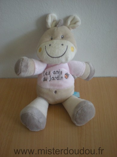 Doudou Poney Bébérêve Les amis du jardin , rose beige 