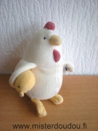 Doudou Poule Moulin roty Blanc poussin jaune 