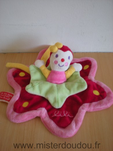 Doudou Poupée Baby nat Lili dim dam doum rouge rose vert 