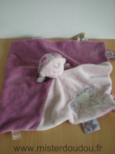 Doudou Poupée Noukie s Fille kenza rose mauve fleur attache tetine 