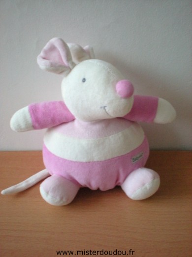 Doudou Souris Baby sun Rose blanc 