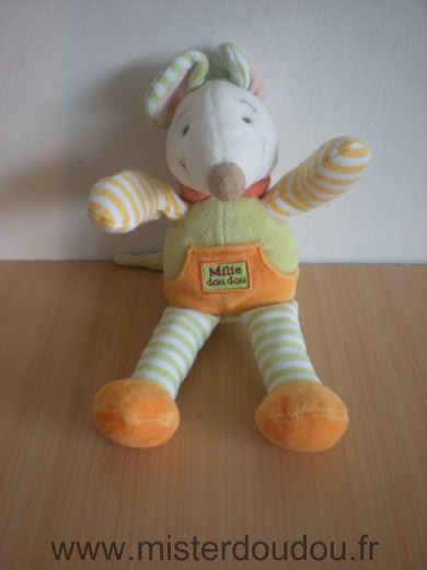 Doudou Souris Doudou et compagnie Milie souris vert jaune orange 